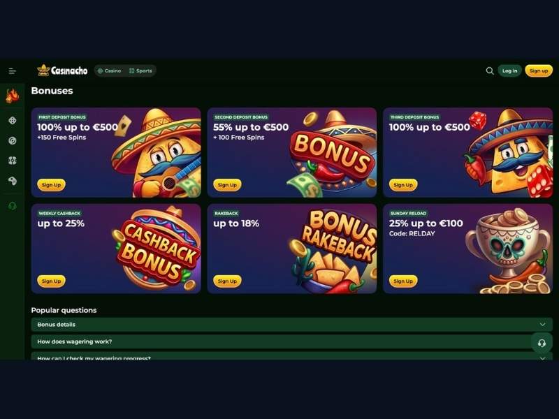 Bonus Casinacho Casino (Nacho Casino): pacchetto benvenuto, cashback e quale formato del catalogo scegliere per massimizzare il valore