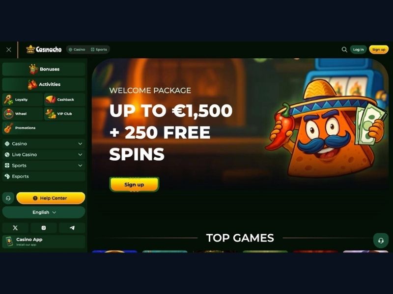 Sistema bonus e catalogo su Casinacho Casino Nacho Casino per i giocatori italiani